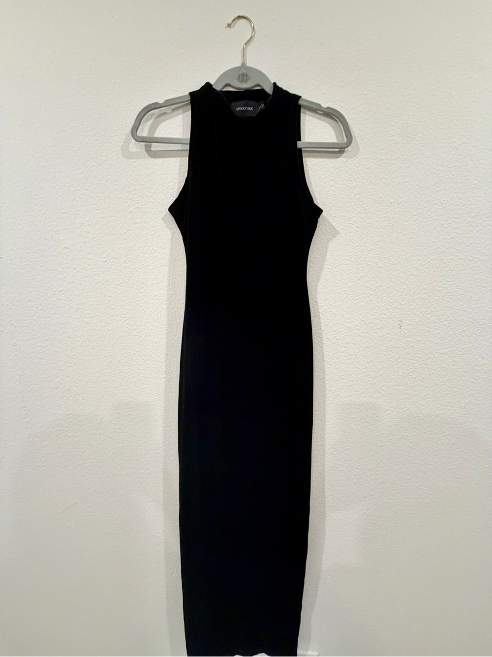 MINKPINK Urban Outfitters Black formal Velvet Sleeveless Maxi Dress size small - Picture 3 of 6